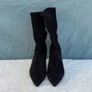 NWOT ALLSAINTS Orlana Heeled Leather Suede Boots In Black SzEU 40 Stiletto